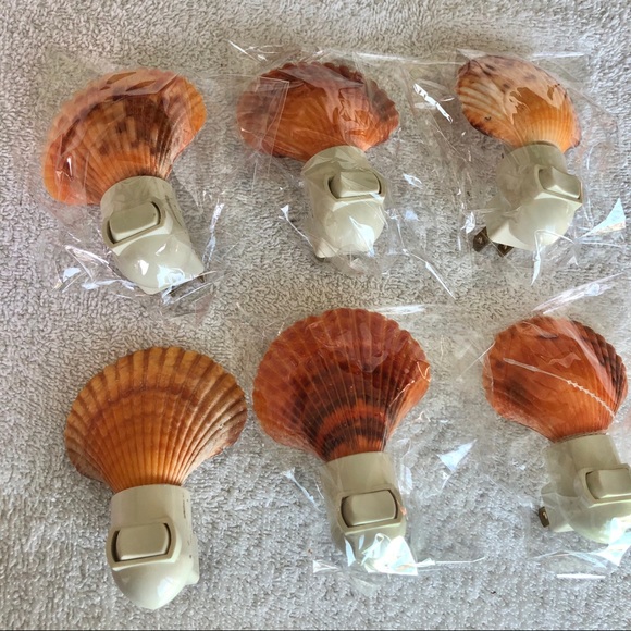 New! Orange Pectin Scallop seashell NIGHT LIGHT - Picture 3 of 5